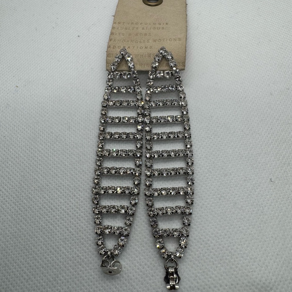 Silver Rhinestone Ladder Earrings